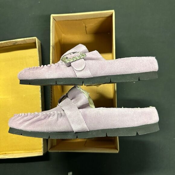 New Free People Shearling After Riding Mules 8.5 Lavender Suede - Picture 5 of 8